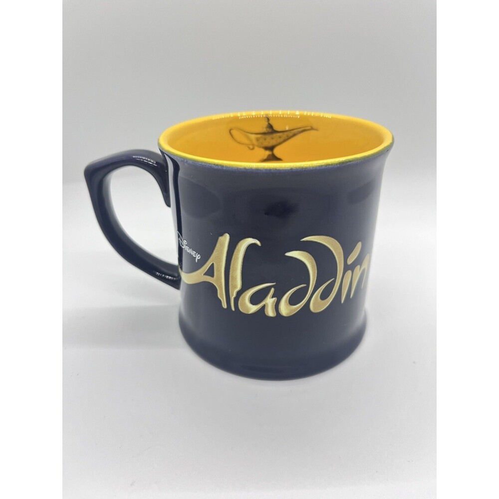 Aladdin Official Broadway Musical Coffee Mug Navy Blue & Yellow with Lamp Inside